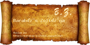 Barabás Zoltána névjegykártya
